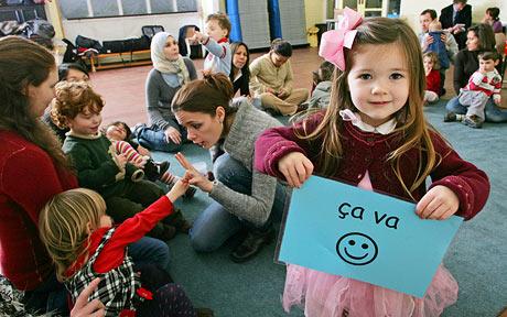 Children studying French